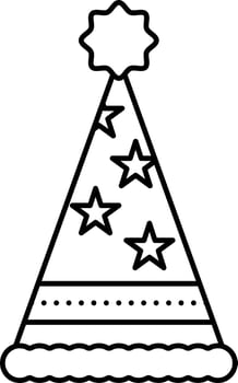 Stary Party Hat Icon In Thin Line Art. vector