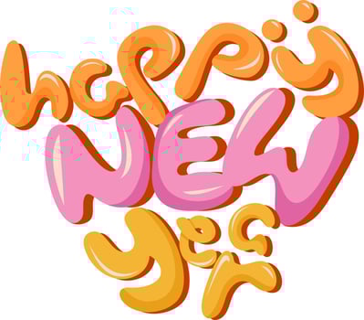Yellow And Pink Happy New Year Bubble Letter Background. vector