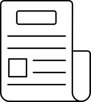Black Stroke Style Scroll Newspaper Icon. vector