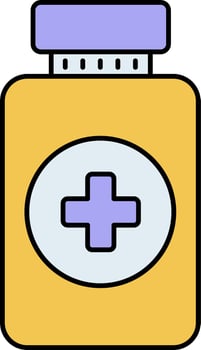 Medical Supplement Bottle Yellow And Purple Icon. vector