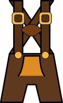 Flat Style Lederhosen Icon in Yellow and Brown Color. vector
