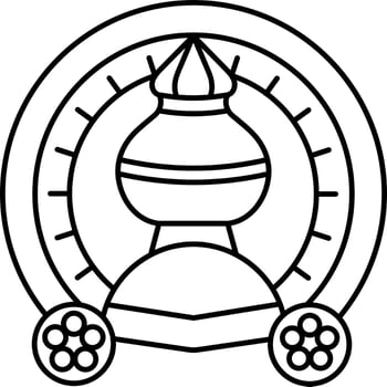 Illustration Of Kathakali Head Dress Icon In Thin Line Art. vector