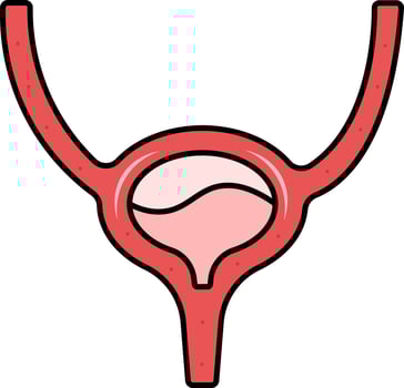 Red Illustration Of Bladder Anatomy Flat Icon. vector