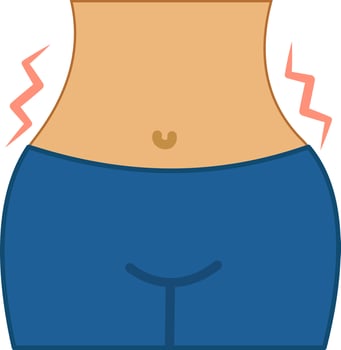Mittelschmerz Icon Or Symbol In Blue And Peach Color. vector