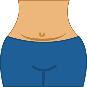 Isolated Bloating Icon In Peach And Blue Color. vector