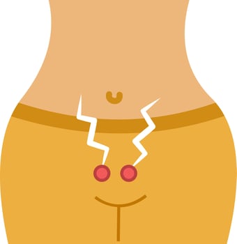 Pelvic Pain Icon Or Symbol In Yellow Color. vector