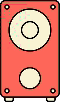 Sound Speaker Icon In Red And Yellow Color. vector