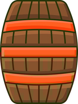 Orange And Brown Wine Barrel Icon In Flat Style. vector