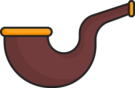 Brown And Orange Smoking Pipe Flat Icon. vector