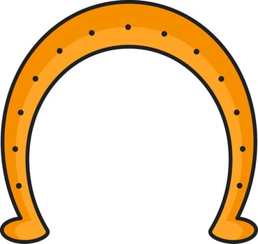 Orange Horseshoe Icon In Flat Style. vector