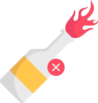 Burning Bottle Bomb For No War Icon Or Symbol. vector