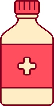 Flat Supplement Bottle Icon In Red And Yellow Color. vector