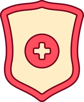 Red And Yellow Illustration Of Medical Shield Icon. vector