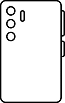 Triple Camera Phone Black Outline Icon. vector