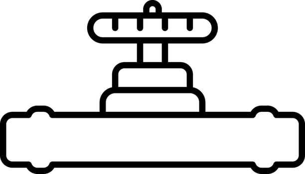 Isolated Pipe Valve Icon In Black Outline. vector