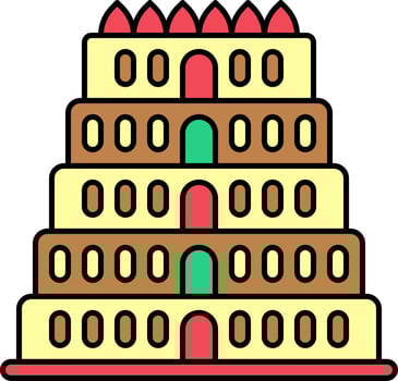 Meenakshi Temple Colorful Icon Or Symbol. vector
