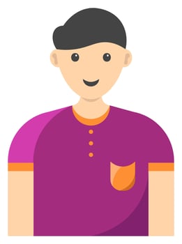 Pink Illustration Of Smart Handsome Boy Cartoon Sticker. vector