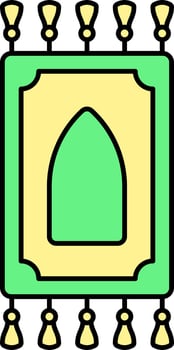 Flat Style Rug Green And Yellow Icon. vector