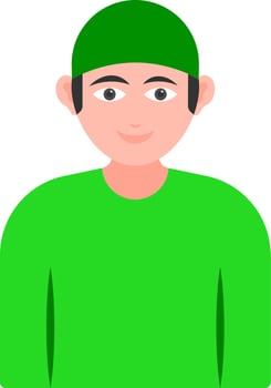Young Muslim Man Wearing Traditional Dress Green Icon. vector