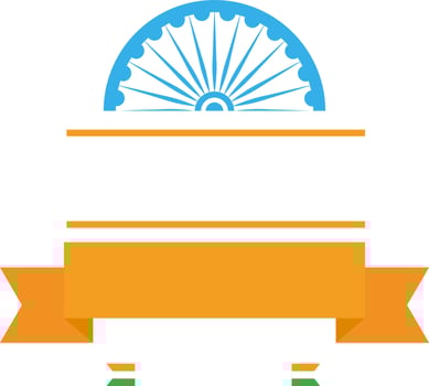 Isolated Blank Ribbon With Half Circle Ashoka Wheel Background. vector