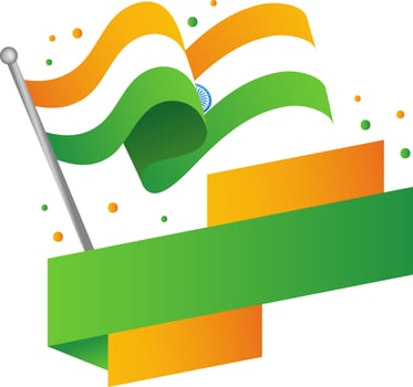 Isolated Wavy Indian National Flag With Copy Space Strip Background. vector