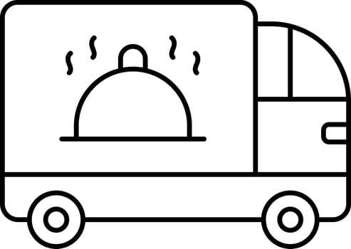 Food Delivery Truck Black Linear Icon. vector