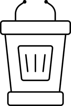 Mic Podium Icon In Black Stroke. vector