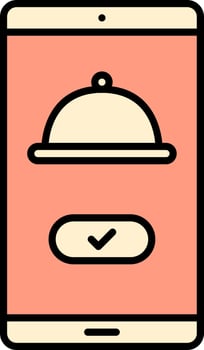 Online Food Order Confirm From Smartphone For Shopping Orange And Yellow Icon. vector