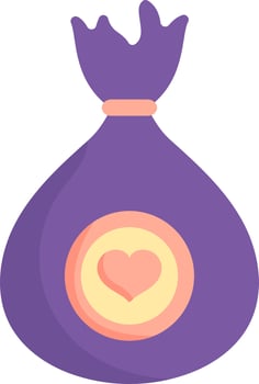 Flat Heart Symbol Gift Pouch Colorful Icon. vector