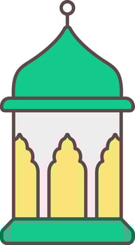 Flat Style Arabic Lantern Yellow And Green Icon. vector