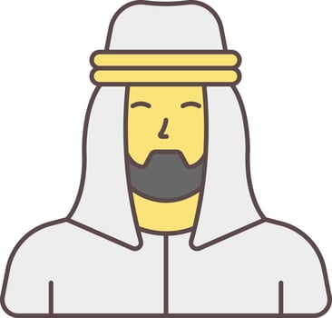 Cartoon Saudi Arabian Man White And Yellow Icon. vector