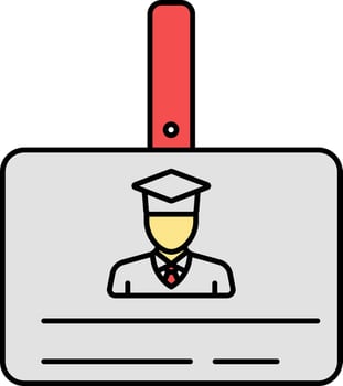 Student ID Card Icon In Grey And Red Color. vector
