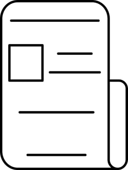 Isolated Newspaper Icon In Black Stroke. vector