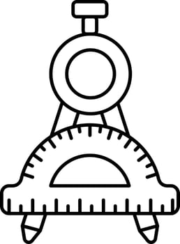 Compass With Protector Icon In Line Art. vector