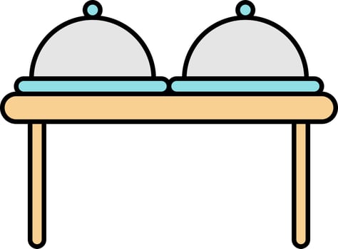 Flat Illustration Of Buffet Table Icon In Tricolor. vector