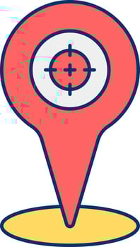 Target Location Point Red And Yellow Icon. vector