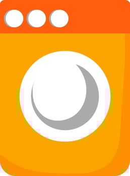 Orange And White Washing Machine Icon Or Symbol. vector