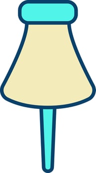 Yellow And Turquoise Illustration Of Pushpin Flat Icon. vector