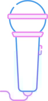Isolated Mic Icon In Blue And Pink Line Art. vector