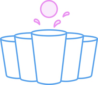 Blue And Pink Line Art Beer pong Icon Or Symbol. vector