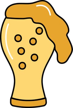 Beer Glass Yellow Icon In Flat Style. vector