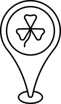 Clover Map Pin Black Thin Line Icon. vector
