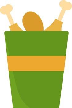 Isolated Chicken Legs Basket Icon. vector