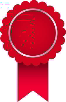 Paper Badge Element In Red And Silver Color. vector
