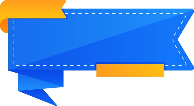 Empty Paper Ribbon, Label Element In Blue And Chrome Yellow Color. vector