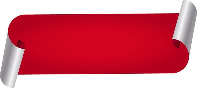 Red Empty Curl Paper Tag Or Banner On White Background. vector