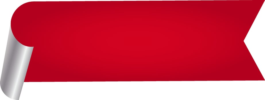 Empty Curl Paper Tag Or Banner Element In Red And Silver Color. vector