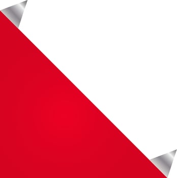 Blank Curl Paper Label Triangle Shape In Red And Silver Color. vector