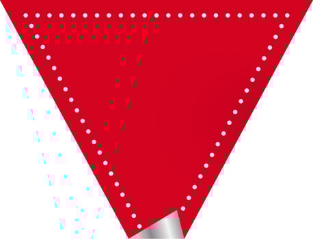 Curl Triangle Shape Label In Red Color. vector