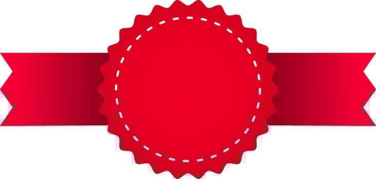 Empty Badge Ribbon Element In Red Color. vector